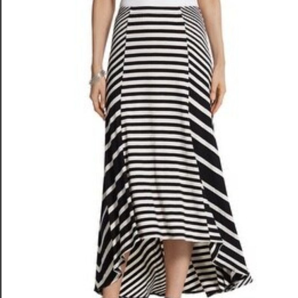 CHICO'S MIXED STRIPE HIGH LOW MAXI SKIRT